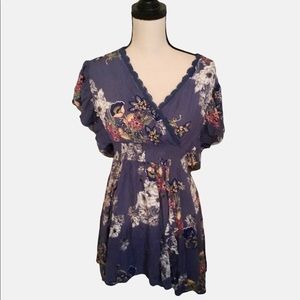 Angie peasant top blue medium